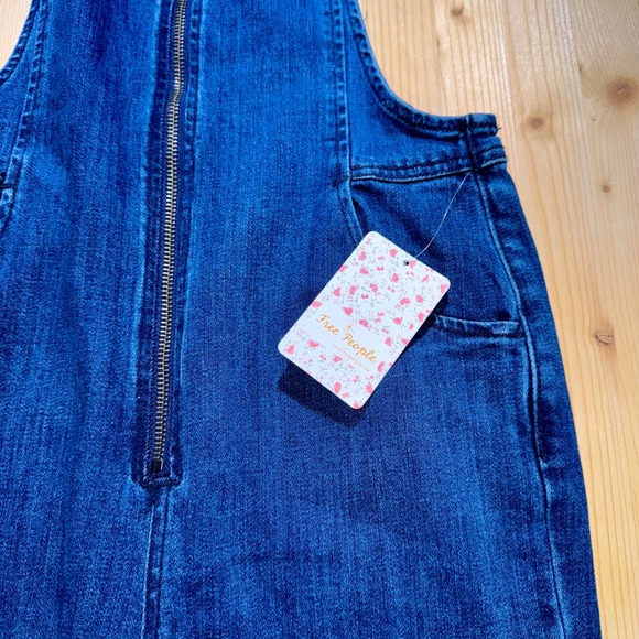 NWT Free People Denim‎ Jumpsuit Sleeveless Blue Size 4 Boho Y2K Soft girl HTF - Picture 4 of 8